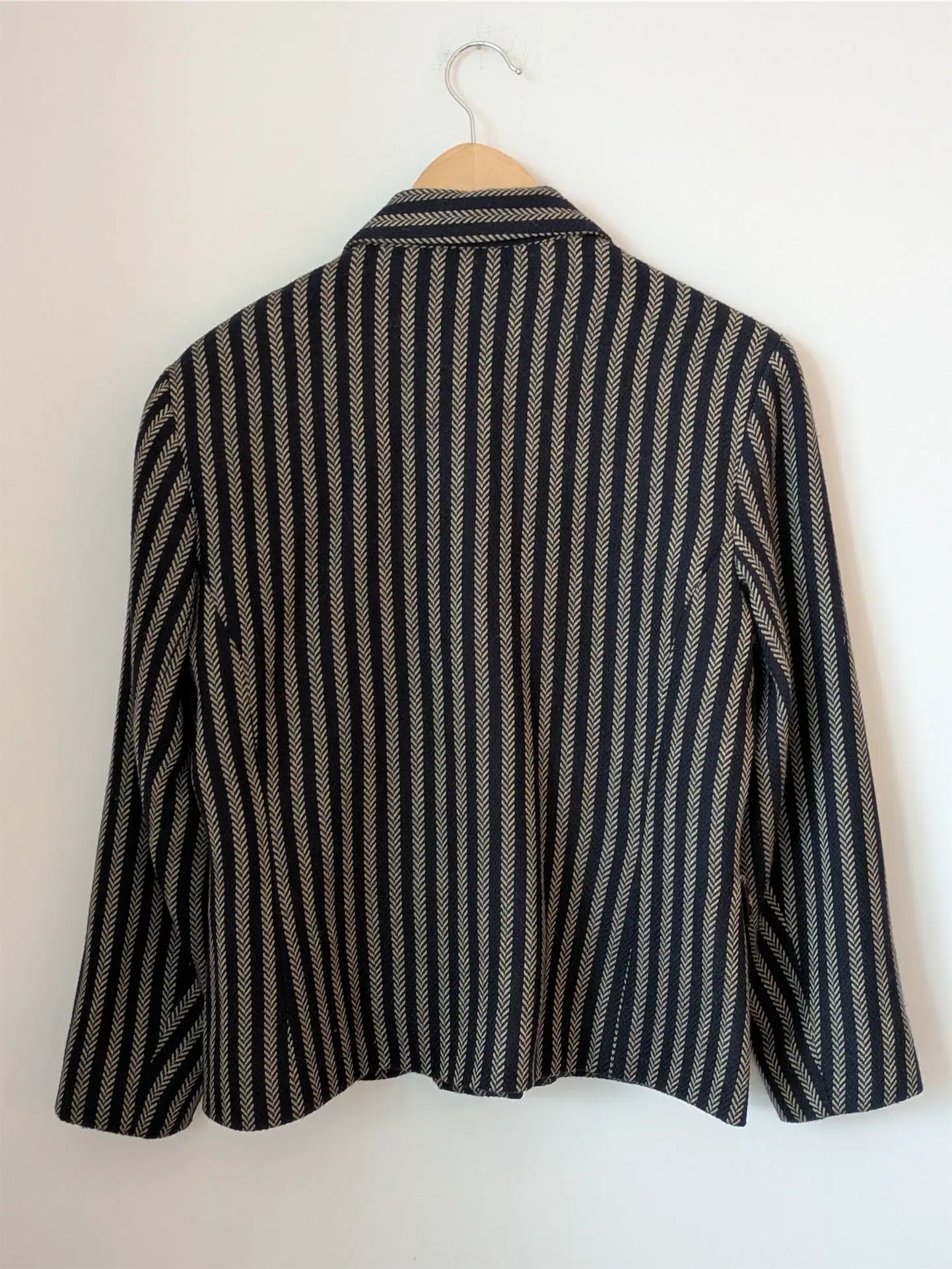 Navy / Brown Stripe Vintage Wool Blazer - Cimone (Size M)
