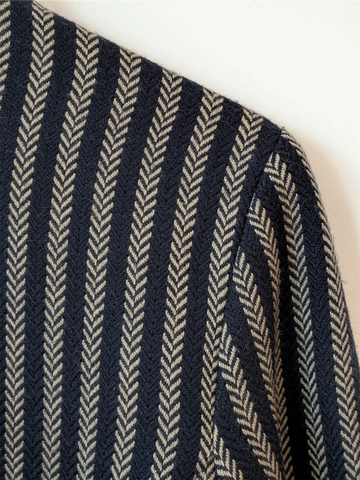 Navy / Brown Stripe Vintage Wool Blazer - Cimone (Size M)