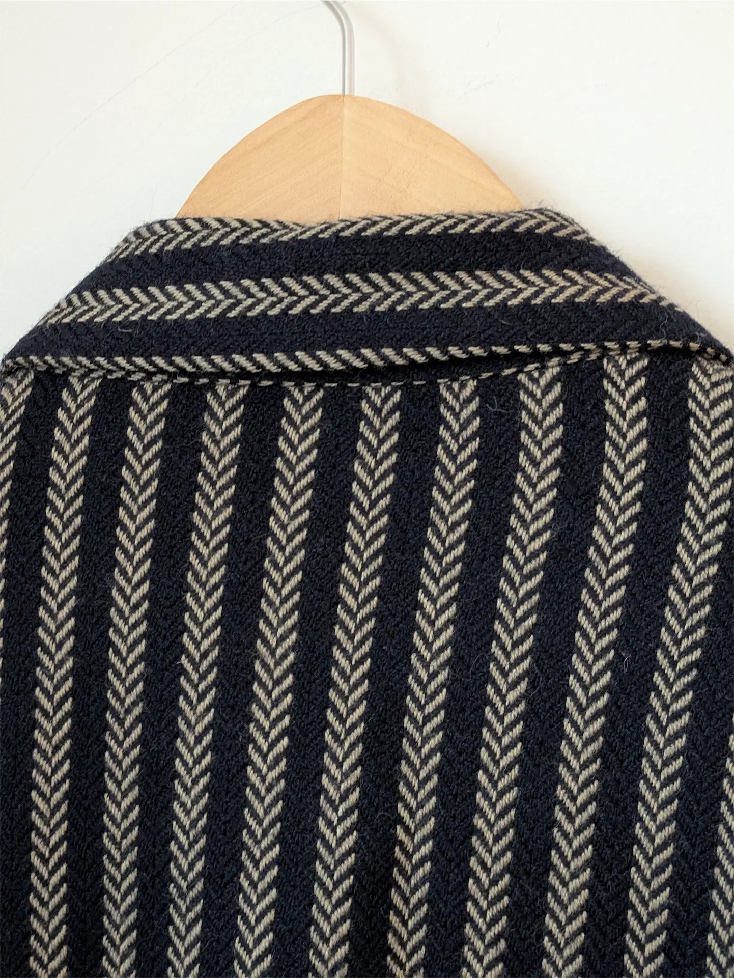 Navy / Brown Stripe Vintage Wool Blazer - Cimone (Size M)