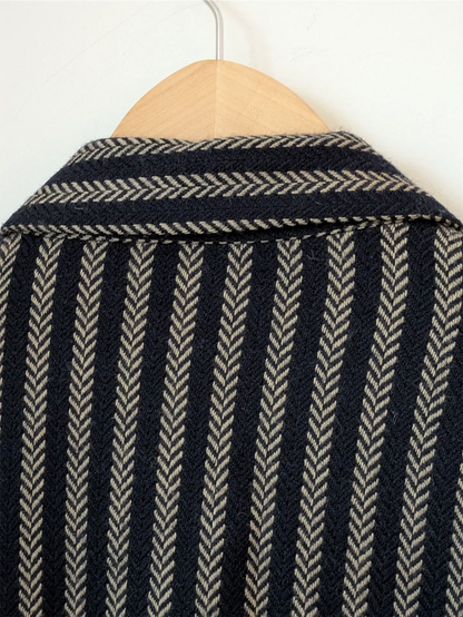 Navy / Brown Stripe Vintage Wool Blazer - Cimone (Size M)