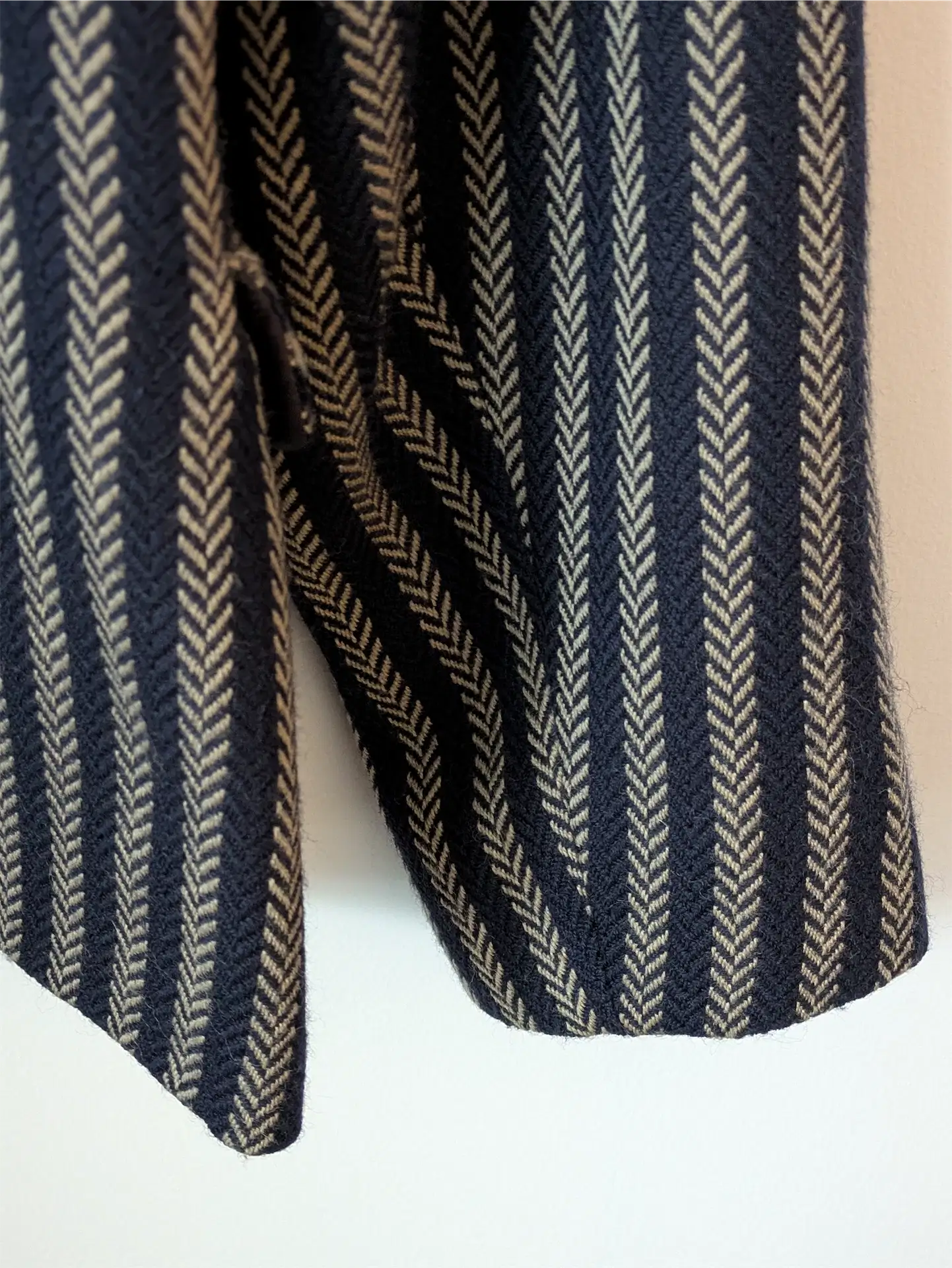 Navy / Brown Stripe Vintage Wool Blazer - Cimone (Size M)