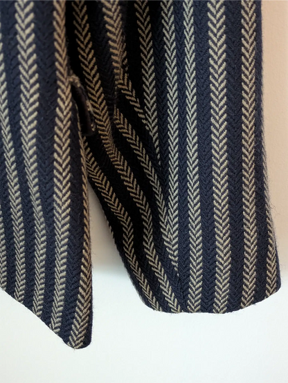 Navy / Brown Stripe Vintage Wool Blazer - Cimone (Size M)