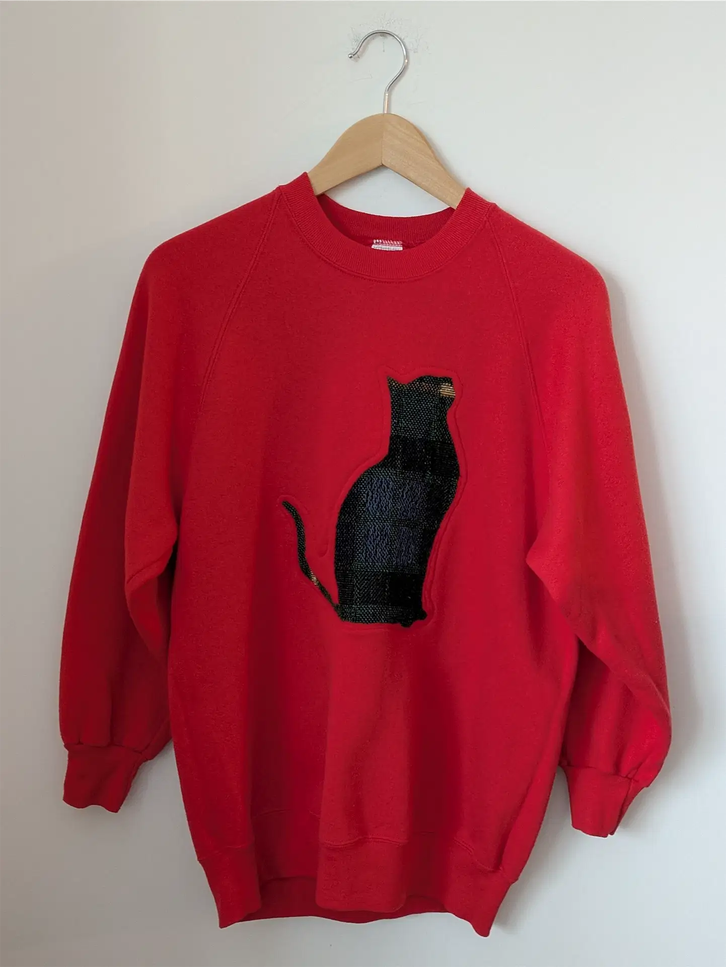 Red / Orange Upcycled Sweatshirt - Cats (Size M)