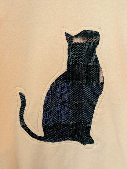 Yellow Upcycled Sweatshirt - Cats (Size S)