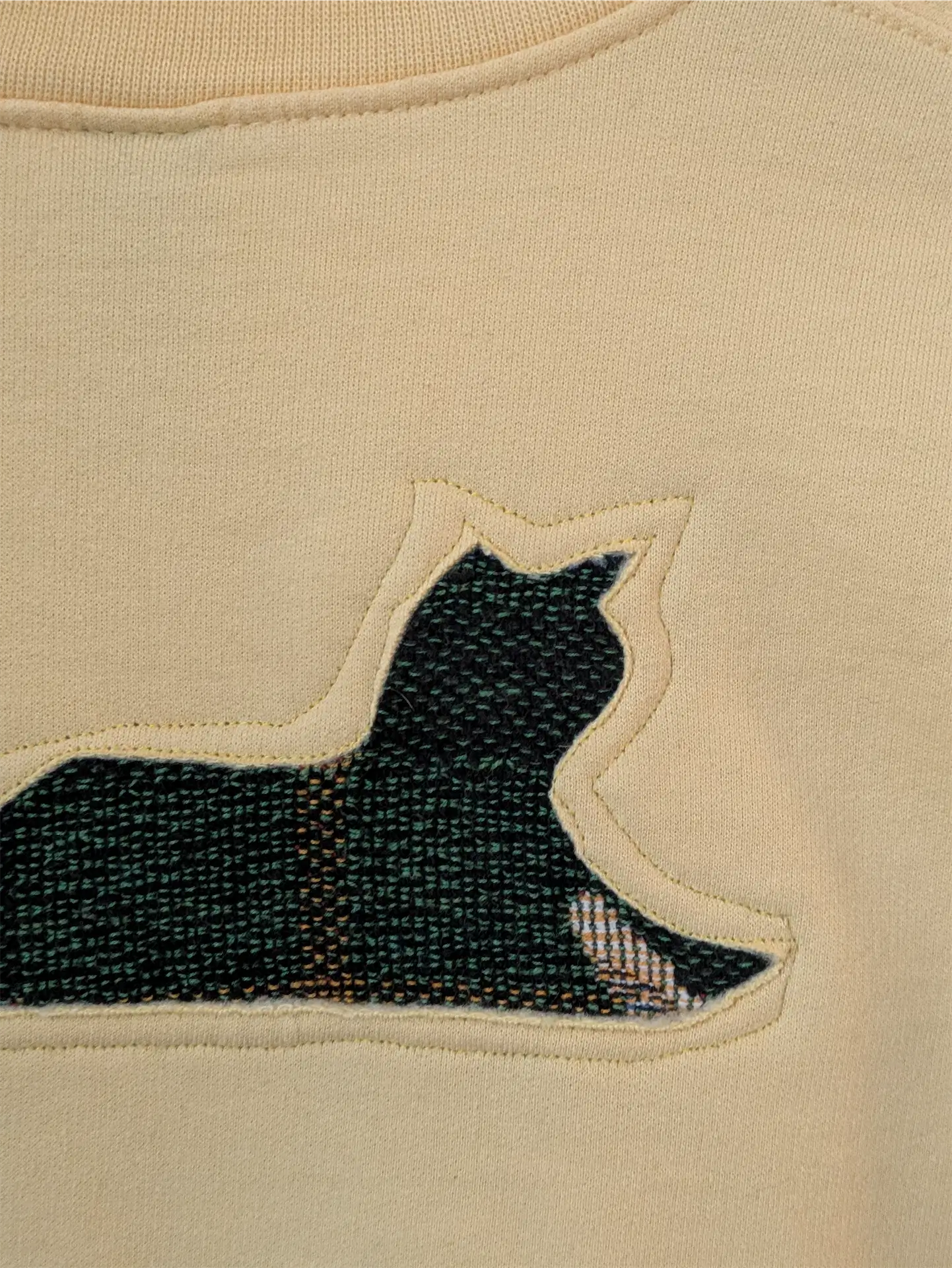 Yellow Upcycled Sweatshirt - Cats (Size S)