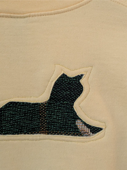 Yellow Upcycled Sweatshirt - Cats (Size S)