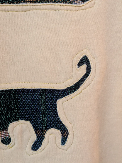 Yellow Upcycled Sweatshirt - Cats (Size S)