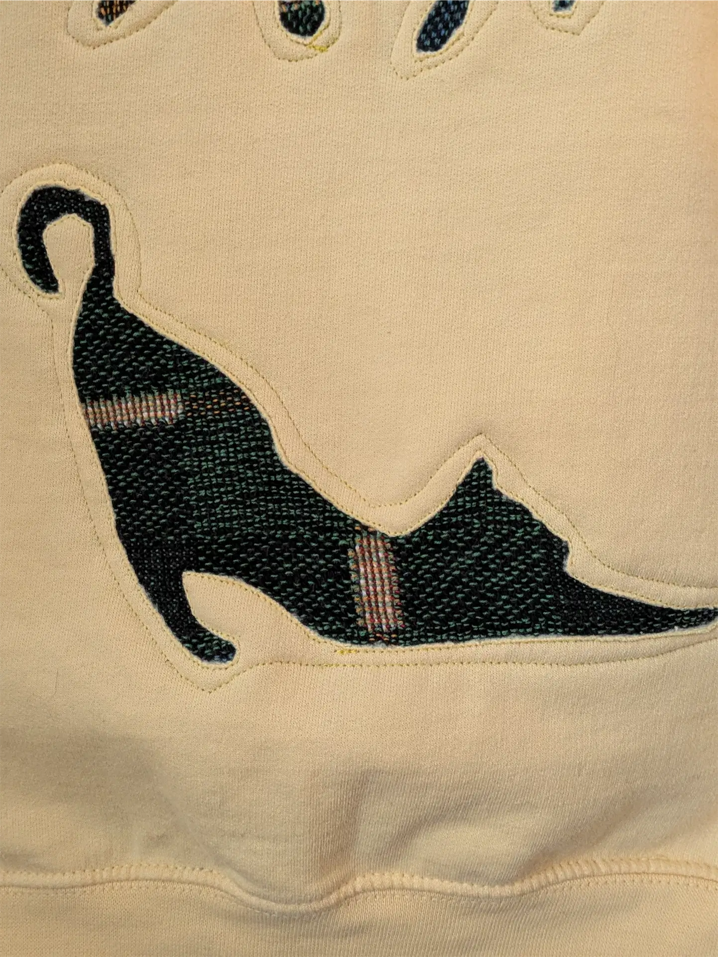 Yellow Upcycled Sweatshirt - Cats (Size S)