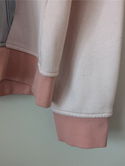 PInk and Blue Upcycled Sweatshirt - Cats (Size L)