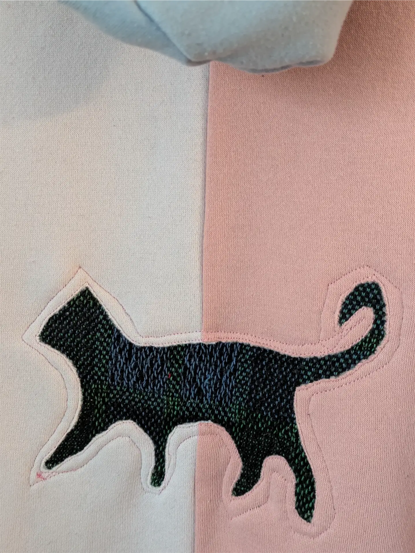 PInk and Blue Upcycled Sweatshirt - Cats (Size L)