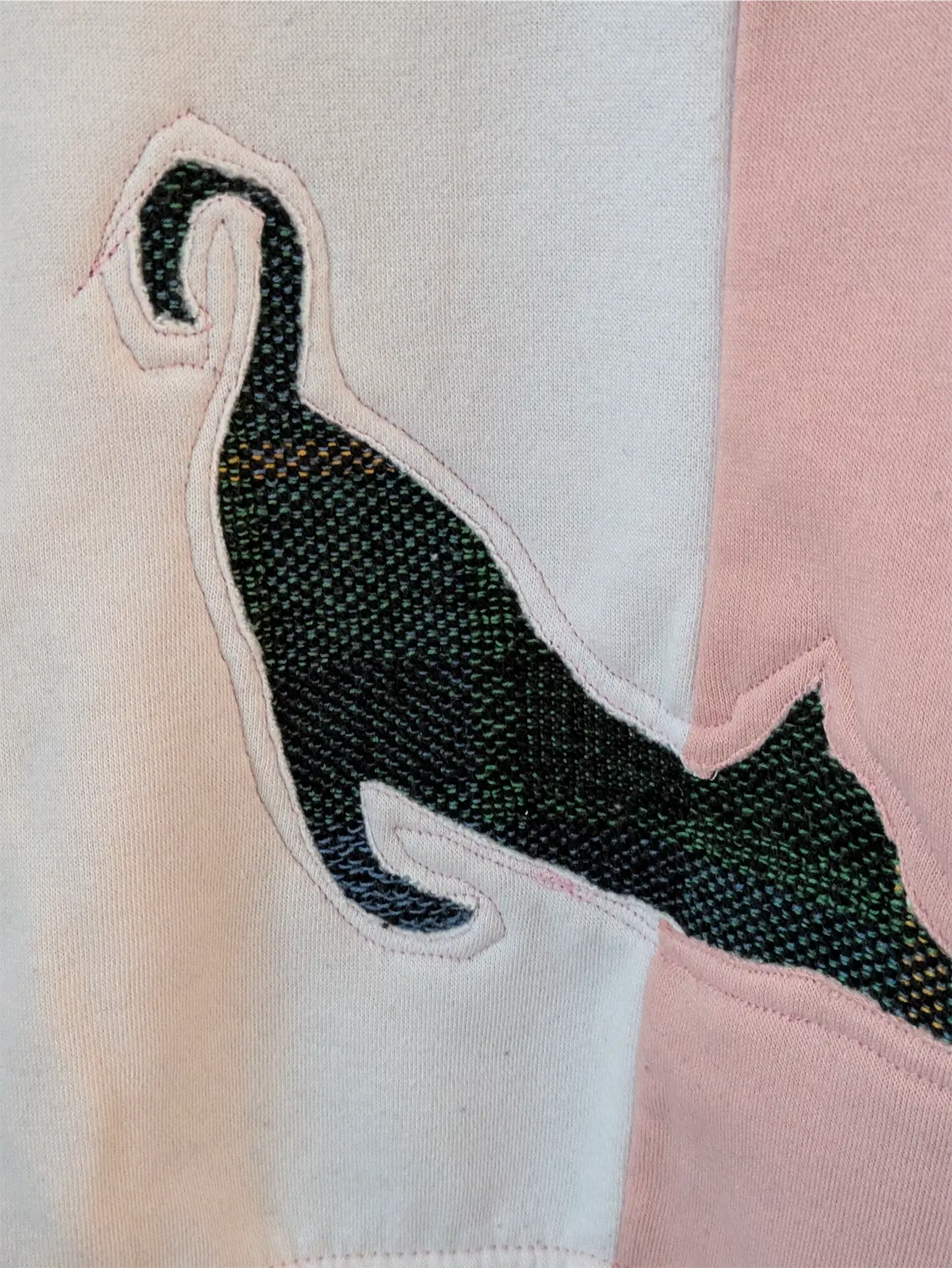 PInk and Blue Upcycled Sweatshirt - Cats (Size L)