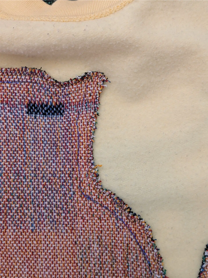 Yellow Upcycled Sweatshirt - Cats (Size S)