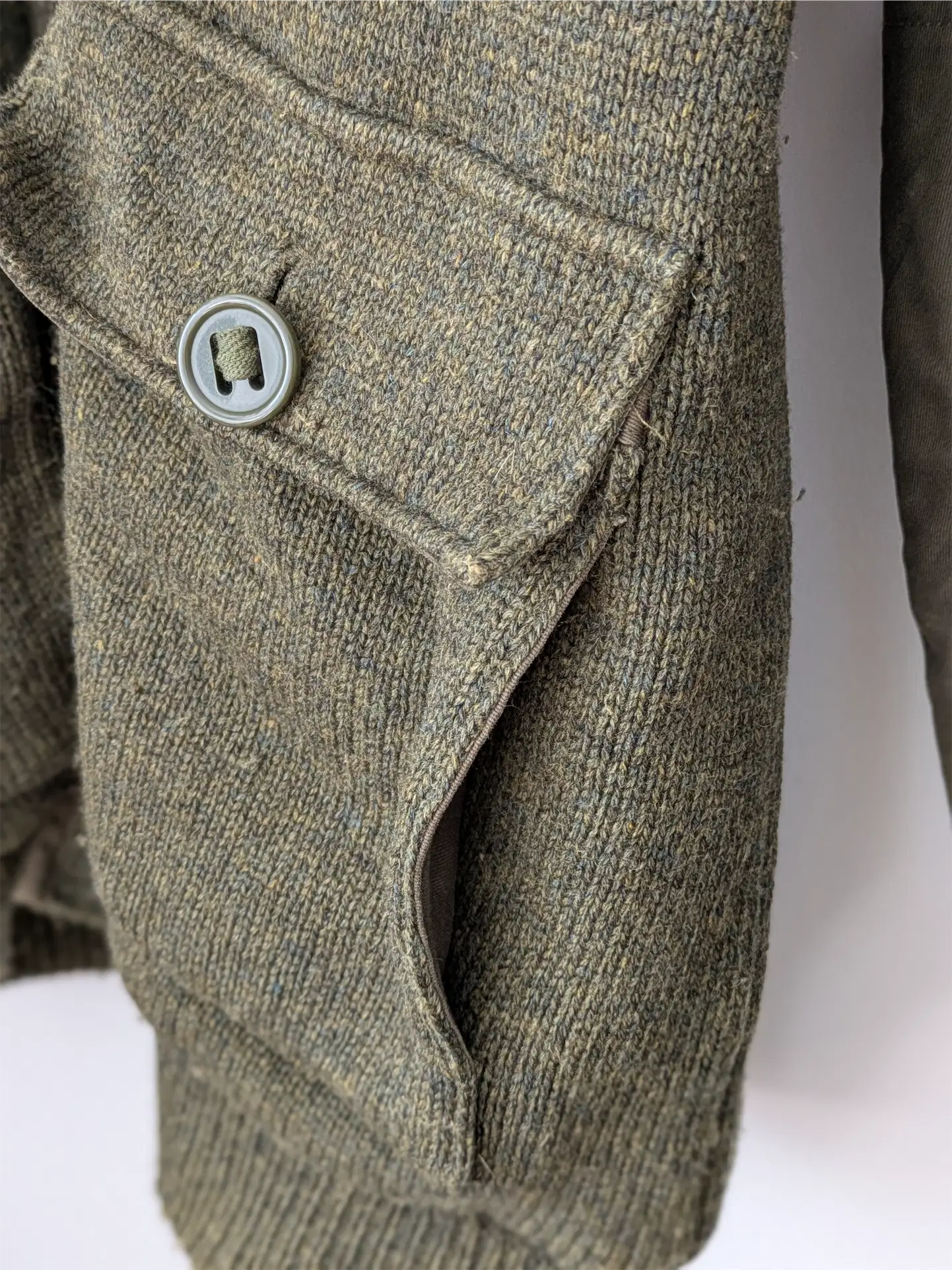 Schott NYC Moss Green Military-Style Sweater Jacket -  Size M
