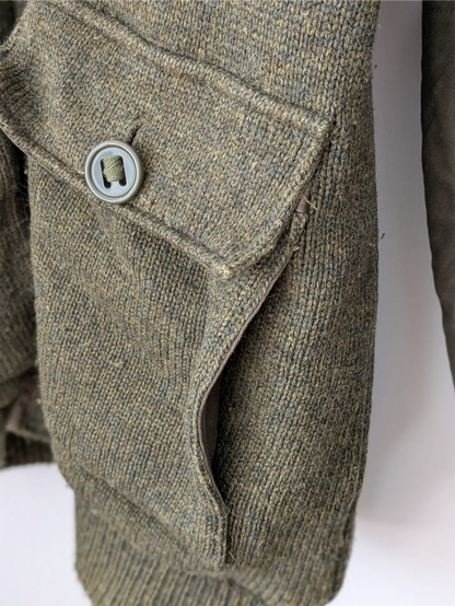 Schott NYC Moss Green Military-Style Sweater Jacket -  Size M