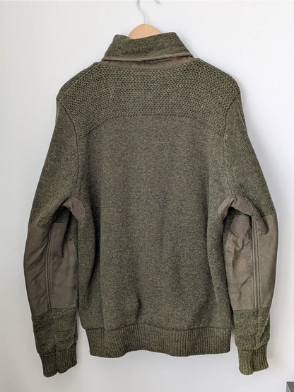Schott NYC Moss Green Military-Style Sweater Jacket -  Size M