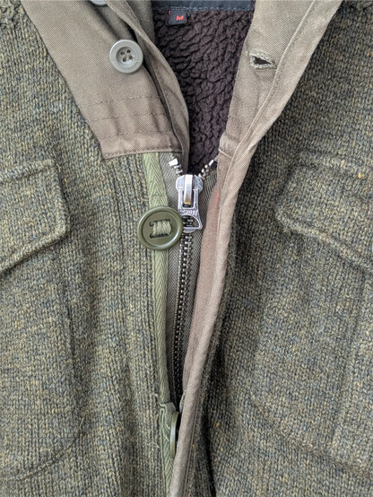 Schott NYC Moss Green Military-Style Sweater Jacket -  Size M