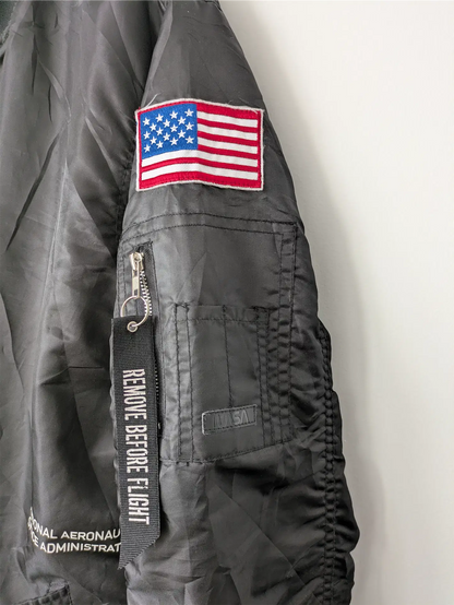 Bleecker & Mercer Black NASA-Licensed Bomber Jacket - Size 2XL