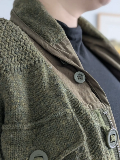Schott NYC Moss Green Military-Style Sweater Jacket -  Size M